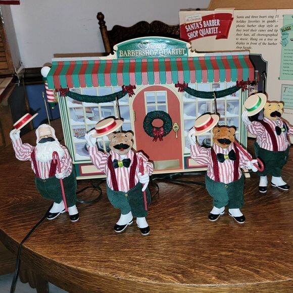 Mr. Christmas Santa's Barbershop Quartet Animated Singing Bears in Box - Vintage - Picture 11 of 17
